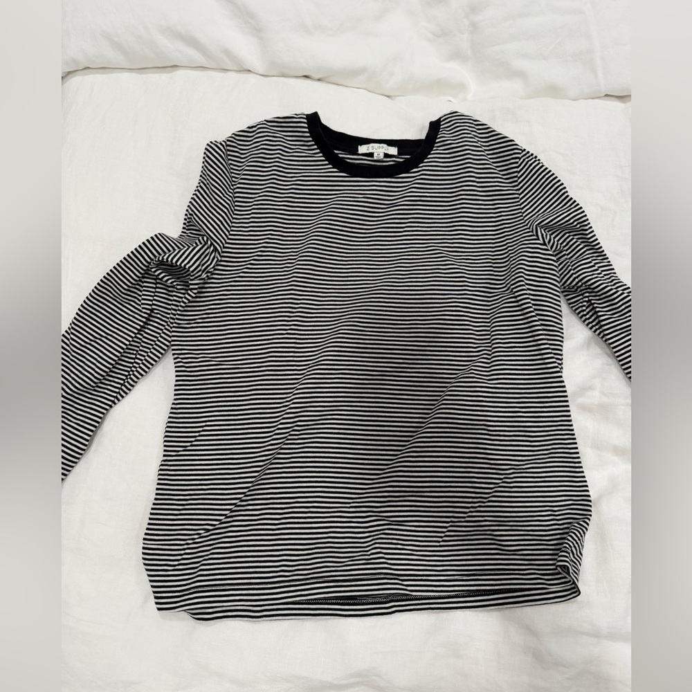 Z Supply Black and White Striped Top long sleeve LIKE NEW